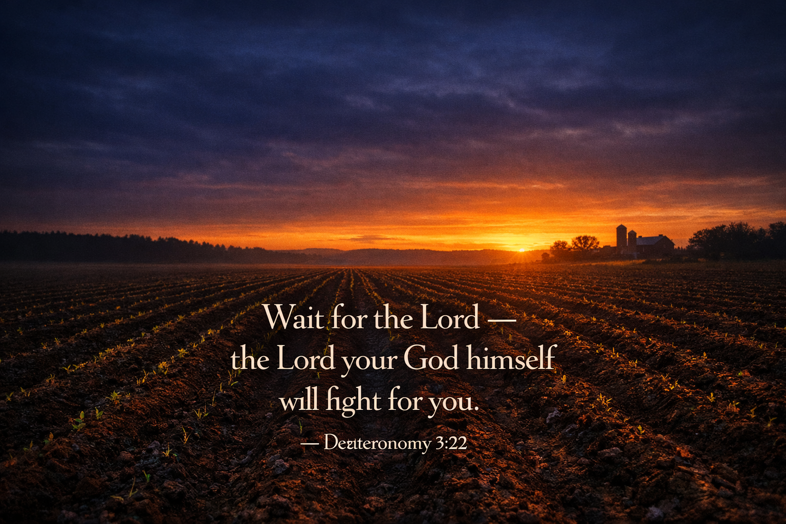 Psalm 27:14 — Wait for the Lord — Farm Field Dawn Wallpaper